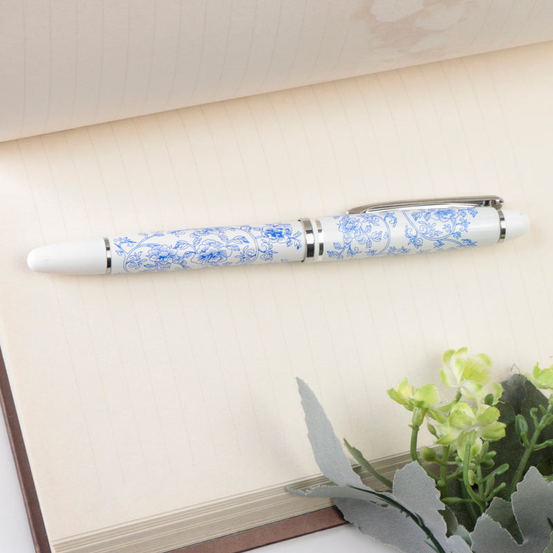 JINHAO 1 Piece Chinese Blue and White Porcelain Pattern Medium Nib Fountain Pen