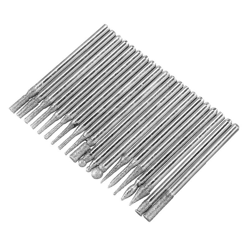 20Pcs 3mm Shank Diamond Grinding Cutting Head Drill Bits Set Kit For Rotary Tool