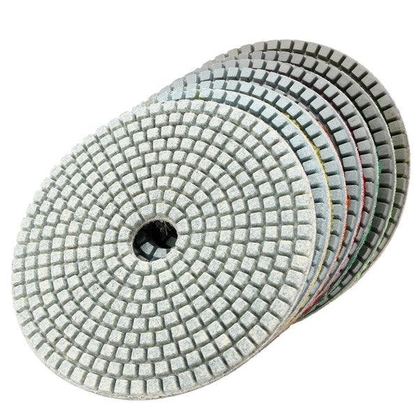 7pcs 5 Inch 50-3000 Grit Diamond Polishing Pad Sanding Disc for Marble Concrete Granite Glass