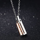 Fashion Titanium Steel Rectangular Box Men Women Love Couple Necklace Gift