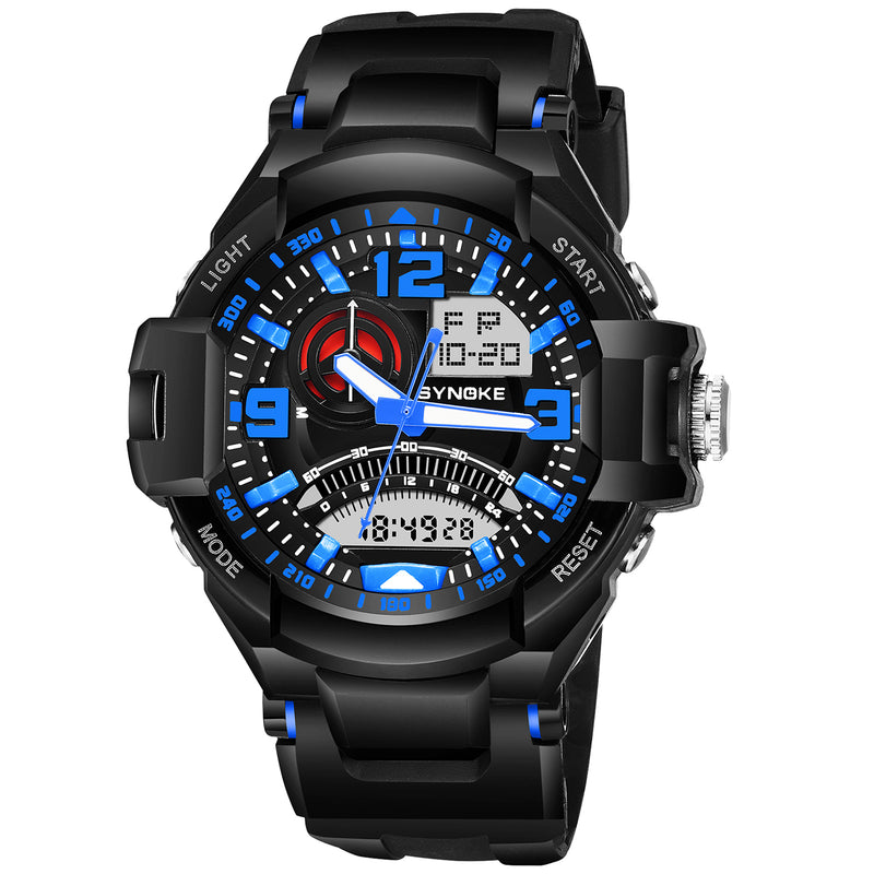 SYNOKE 9601 Men Fashion Luminous Dual Display Watch Waterproof Outdoor Sport Digital Watch