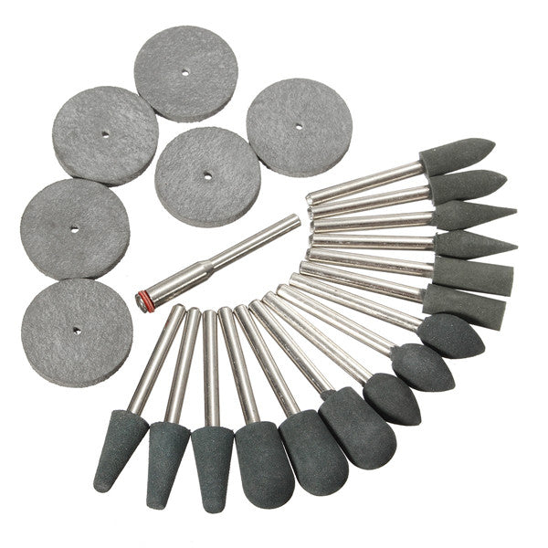 22pcs 3.1mm Shank Rubber Polishing Tips and Disc Kit for Rotary Tool