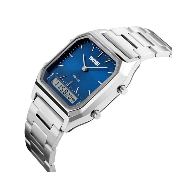 SKMEI 1220 Alloy Case 30M Waterproof Luminous Business Classic Quartz Digital Dual Display Watch