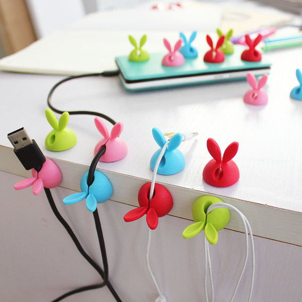 4 Pcs Winder Wrap Cord Cable Storage Desktop Rabbit Shaped Wire Clips Organizer Space Saving Desk Accessories Office Supplies