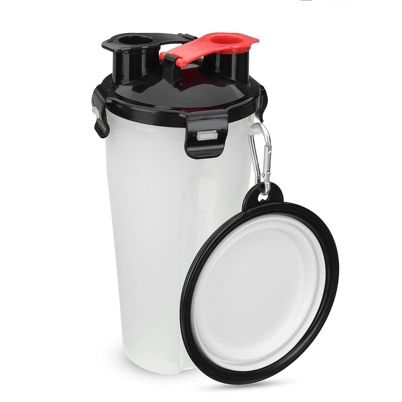 2 In 1 Pet Dog Food Water Bottle Portable Dog Travel Water Bottle With Dog Bowl