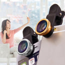 Bakeey 3 in 1 Universal Clip Aluminum Alloy Camera Lens 0.67 Wide Angel+180 Degree Fish Eye+Macro for ipad Mobile Phone Tablet