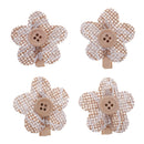 Hessian Burlap Flowers Burlap Lace Plum Flowers with Buckle for Christmas Wedding Bridal Decoration-4pcs