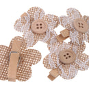Hessian Burlap Flowers Burlap Lace Plum Flowers with Buckle for Christmas Wedding Bridal Decoration-4pcs