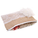 Country Bridesmaids Burlap Lace Flower Clutch Gift Evening Party WomenÂ’s Makeup Bag