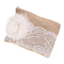 Country Bridesmaids Burlap Lace Flower Clutch Gift Evening Party WomenÂ’s Makeup Bag