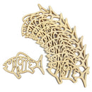 Pack of 10 Pieces Handcraft Fish Shapes Wooded Pieces Embellishment DIY Wood Crafts