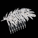 Women Girls Crystal Bridal Wedding Feather Hair Comb Clip Hair Jewelry