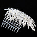 Women Girls Crystal Bridal Wedding Feather Hair Comb Clip Hair Jewelry