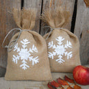 Pack of 10 Burlap Linen Jute Twine Bags Sweets Candy Bags Pouch with Snowflake Decoration