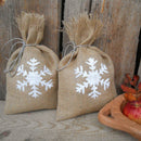 Pack of 10 Burlap Linen Jute Twine Bags Sweets Candy Bags Pouch with Snowflake Decoration