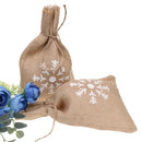 Pack of 10 Burlap Linen Jute Twine Bags Sweets Candy Bags Pouch with Snowflake Decoration