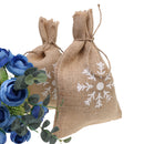 Pack of 10 Burlap Linen Jute Twine Bags Sweets Candy Bags Pouch with Snowflake Decoration