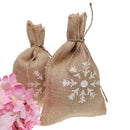 Pack of 10 Burlap Linen Jute Twine Bags Sweets Candy Bags Pouch with Snowflake Decoration