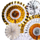 Set of 8PCS Shiny Tissue Paper Pinwheel Folding Hanging Fan Wedding Party Decoration