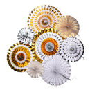 Set of 8PCS Shiny Tissue Paper Pinwheel Folding Hanging Fan Wedding Party Decoration