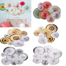 Set of 8PCS Shiny Tissue Paper Pinwheel Folding Hanging Fan Wedding Party Decoration