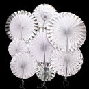 Set of 8pcs Silver Glitter Tissue Paper Pinwheel Folding Wall Door Hanging Fan Backdrop Wedding Party Decora