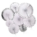 Set of 8pcs Silver Glitter Tissue Paper Pinwheel Folding Wall Door Hanging Fan Backdrop Wedding Party Decora