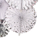 Set of 8pcs Silver Glitter Tissue Paper Pinwheel Folding Wall Door Hanging Fan Backdrop Wedding Party Decora