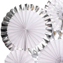 Set of 8pcs Silver Glitter Tissue Paper Pinwheel Folding Wall Door Hanging Fan Backdrop Wedding Party Decora