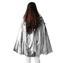 Lightweight Metallic Cloak Cape Halloween Party Stage Cosplay Stage Performing Fancy Dress Costume Accessory Silver