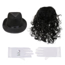 3pcs Adult Mens Hair Wig Hat Set Gloves Fancy Dress Party Costume Cosplay Accessories