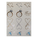 Metallic Temporary Tattoos Blue Diamond Ring Heart Sticker Bride Party DIY Body Arm Decor Removable