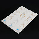 Metallic Temporary Tattoos Blue Diamond Ring Heart Sticker Bride Party DIY Body Arm Decor Removable