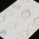 Metallic Temporary Tattoos Blue Diamond Ring Heart Sticker Bride Party DIY Body Arm Decor Removable