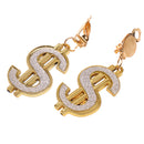 Women Hen Party Jewelry Gold Glitter Exaggerated Money Sign Dollar Earrings Fancy Dress Accessories