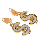 Women Hen Party Jewelry Gold Glitter Exaggerated Money Sign Dollar Earrings Fancy Dress Accessories