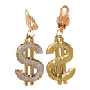 Women Hen Party Jewelry Gold Glitter Exaggerated Money Sign Dollar Earrings Fancy Dress Accessories