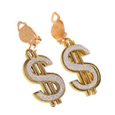 Women Hen Party Jewelry Gold Glitter Exaggerated Money Sign Dollar Earrings Fancy Dress Accessories