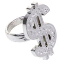 2pcs Punk Large US Dollar Sign Ring Band Night Party Fancy Dress Up Costume