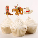 Set of 24pcs Cowboy Theme Cupcake Picks Cake Toppers Baby Shower Party Decoration