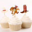 Set of 24pcs Cowboy Theme Cupcake Picks Cake Toppers Baby Shower Party Decoration