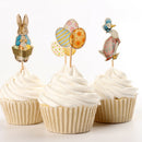 Pack fof 24 Lovely Bunny Rabbit Egg Cupcake Topper Easter Food Sticks Home Party Supplier