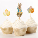 Pack fof 24 Lovely Bunny Rabbit Egg Cupcake Topper Easter Food Sticks Home Party Supplier