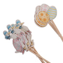 Pack fof 24 Lovely Bunny Rabbit Egg Cupcake Topper Easter Food Sticks Home Party Supplier