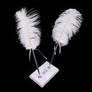 Fashion White Feather Double Signing Pen with Crystal Holder Wedding Ceremony Pen Set