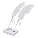 Fashion White Feather Double Signing Pen with Crystal Holder Wedding Ceremony Pen Set