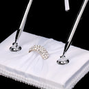 Fashion White Feather Double Signing Pen with Crystal Holder Wedding Ceremony Pen Set