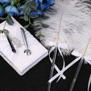 Fashion White Feather Double Signing Pen with Crystal Holder Wedding Ceremony Pen Set