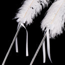 Fashion White Feather Double Signing Pen with Crystal Holder Wedding Ceremony Pen Set