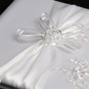 Wedding Reception Satin Rose Flower Embroider Guest Book Signatures White
